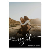 Zwart bekledingsscript naam foto's bruiloft kaart (Voorkant)