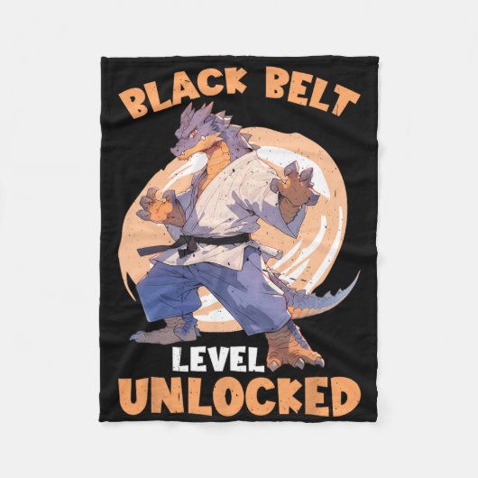 Zwart Belt Level ontgrendeld Fleece Deken (Voorkant)