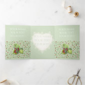 Zwart-Berry groene en rode Waterverf op papier Drieluik Kaart (Binnen)