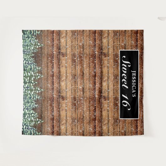 Zwart Besneeuwd Bos Sfeerachtergrond Zoete 16 Foto Wandkleed (Voorkant (horizontaal))