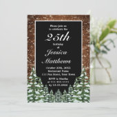 Zwart besneeuwd hout & bos aangepaste verjaardagsf kaart (Staand voorkant)