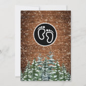 Zwart besneeuwd hout & bos dennen Baby shower Kaart (Achterkant)