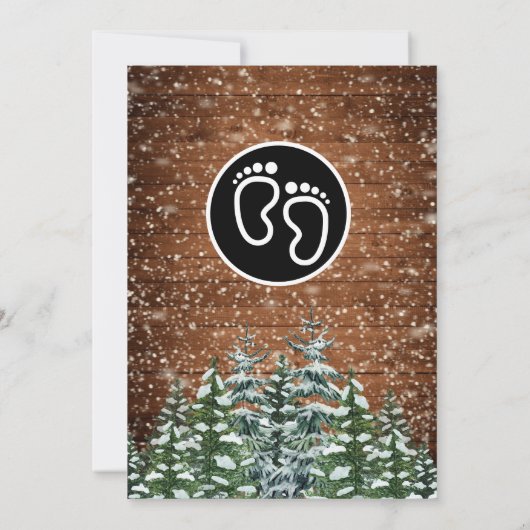 Zwart besneeuwd hout & bos dennen Baby shower Kaart (Achterkant)