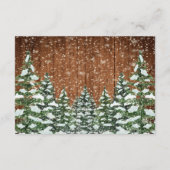 Zwart besneeuwd hout & bos dennen bruiloft details informatiekaartje (Achterkant)