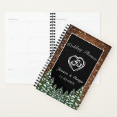 Zwart besneeuwd hout & bos dennen bruiloft planner (Display)
