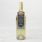 Zwart besneeuwd hout & bos dennen sneeuwvlok Nieuw Flessenhanger (Op fles)