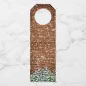 Zwart besneeuwd hout & bos dennen sneeuwvlok Nieuw Flessenhanger (Achterkant)