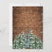 Zwart besneeuwd hout bos dennen vrolijk kerstfeest kaart (Achterkant)