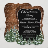 Zwart besneeuwd hout bos dennen vrolijk kerstfeest kaart (Voorkant / Achterkant)