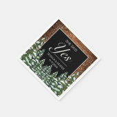 Zwart besneeuwd hout & bos dennen ze zei ja servet (Hoek)