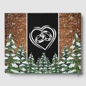 Zwart besneeuwd hout & bos dennenbruiloft gastenboek (Achterkant)