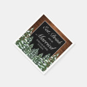 Zwart besneeuwd hout bos eet Drink getrouwd bruilo Servet (Hoek)