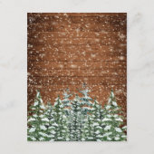 Zwart besneeuwd hout & bos land bruiloft details informatiekaartje (Achterkant)