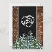 Zwart besneeuwd hout & bos land bruiloft foto kaart (Achterkant)