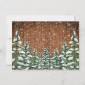 Zwart besneeuwd hout & bos land bruiloft save the date (Achterkant)