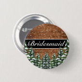Zwart besneeuwd hout & bos land bruiloft titel ronde button 5,7 cm (Voorkant /achterkant)