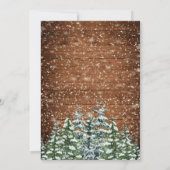 Zwart besneeuwd hout & bos land dennen bruiloft kaart (Achterkant)