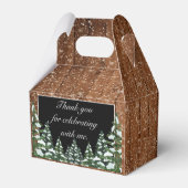 Zwart besneeuwd hout & bos Pine Bar Bat Mitzvah Bedankdoosjes (Achterkant)