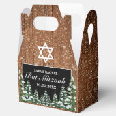 Zwart besneeuwd hout & bos Pine Bar Bat Mitzvah Bedankdoosjes (Geopend)
