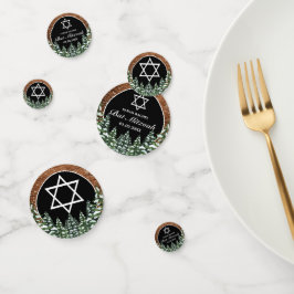 Zwart besneeuwd hout & bos Pine Bar Bat Mitzvah Confetti