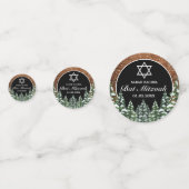 Zwart besneeuwd hout & bos Pine Bar Bat Mitzvah Confetti (Voorkanten)