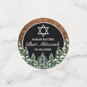 Zwart besneeuwd hout & bos Pine Bar Bat Mitzvah Confetti (Kleine voorkant)