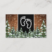 Zwart besneeuwd hout & bos Pine Luier Raffle Informatiekaartje (Achterkant)