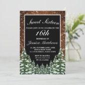 Zwart besneeuwd hout & bosden tiara zoet 16 kaart (Staand voorkant)