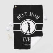 Zwart-beste mamma ooit Golfer Sportmonogram Womens Golfhanddoek (Insitu)