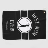 Zwart-beste mamma ooit Golfer Sportmonogram Womens Golfhanddoek (Horizontaal)