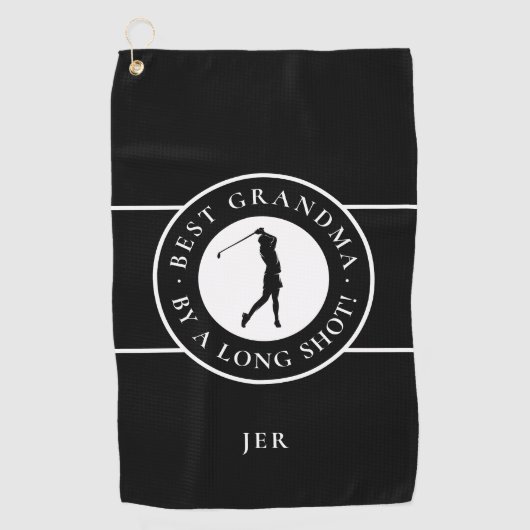 Zwart Beste Oma Bij Lange Naad Dames Monogram Golfhanddoek (Voorkant)