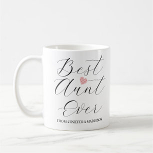 Zwart beste tante met handschrift koffiemok