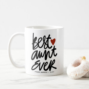 Zwart beste tante met handschrift koffiemok