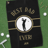 Zwart beste vader ooit Golfer Sportmonogram Gold Golfhanddoek