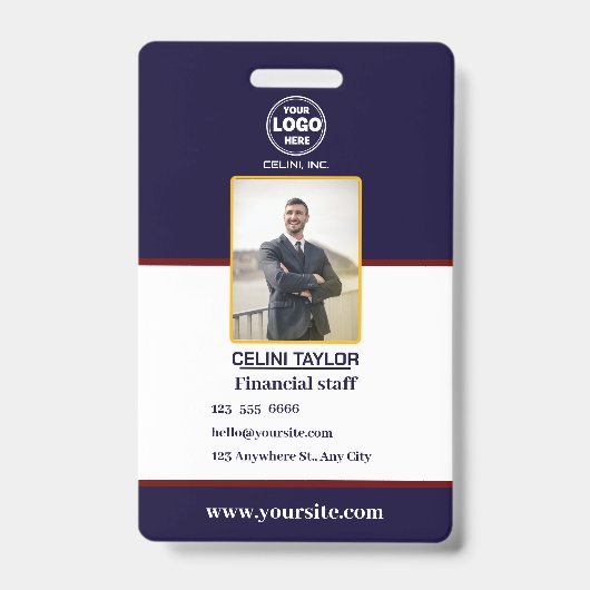 Zwart beveiligings-ID-badge met foto en QR-code Badge (Voorzijde)