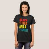 Zwart bevestigd t-shirt (Voorkant volledig)