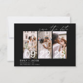 Zwart Bewaar de datum 3 Foto Elegant Save The Date (Voorkant)