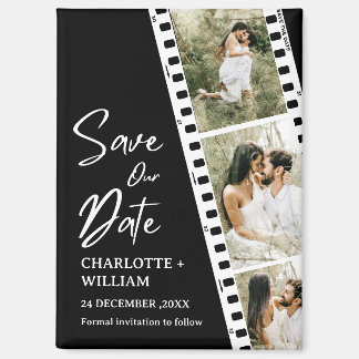 Zwart Bewaar je datum Foto Booth Wedding Magneet