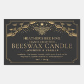 Zwart Bewerkbaar Witchy Tarot Honingbij Kaars Labe Rechthoekige Sticker (Voorkant)