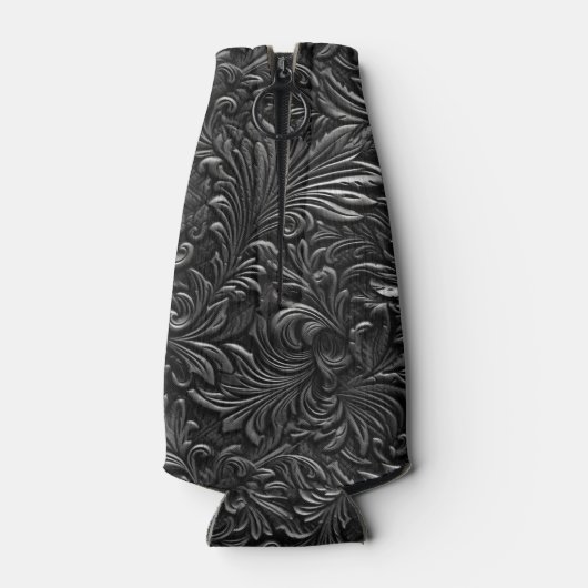  zwart bewerkt leder flesjeskoeler (Achterkant)