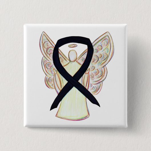 Zwart bewustzijn Ribbon Angel - aangepaste kunstsp Vierkante Button 5,1 Cm (Voorkant)