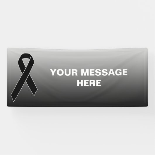 Zwart bewustzijn Ribbon + jouw boodschap Spandoek (Horizontaal)
