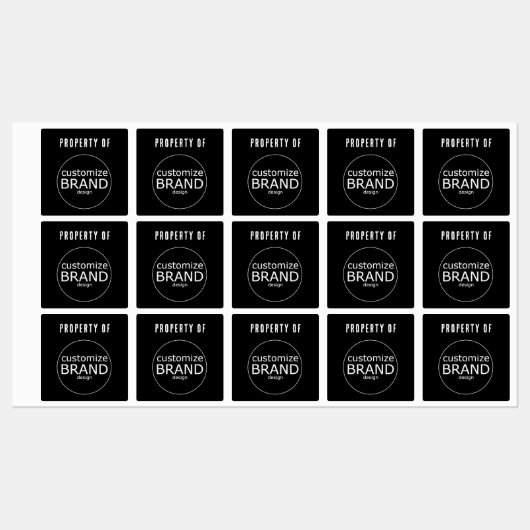 Zwart bezit van bedrijfs Logo Labels (Vel)