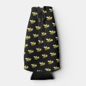 Zwart bijen leuk humor monogram script flesjeskoeler (Achterkant)