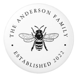Zwart |  bijenillustratie Gepersonaliseerd Keramische Knop
