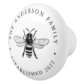 Zwart |  bijenillustratie Gepersonaliseerd Keramische Knop (Rechts)