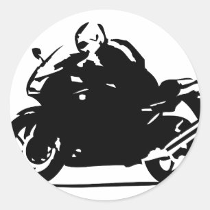 Zwart biker icoon motorfiets ronde sticker