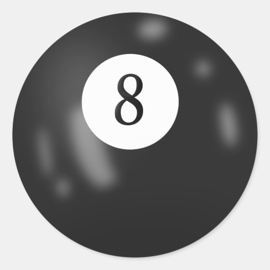 Zwart biljart acht bal ronde sticker (Voorkant)