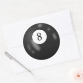 Zwart biljart acht bal ronde sticker (Envelop)