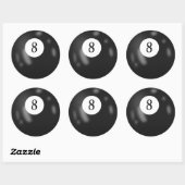 Zwart biljart acht bal ronde sticker (Vel)